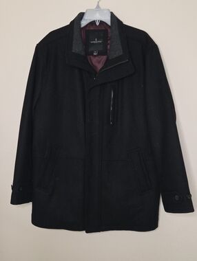 London Fog Black Men's Wool-Blend Pea Coat